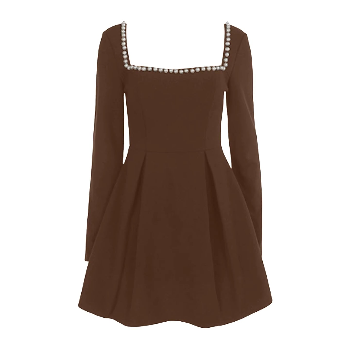 Pearl Collar Long Sleeve Mini Dress