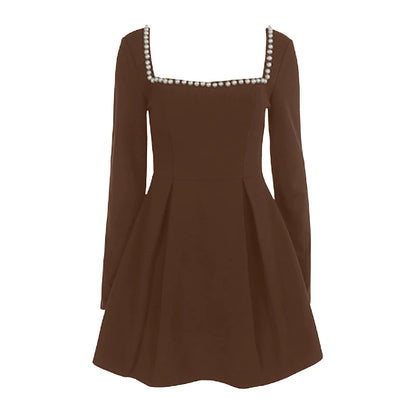Pearl Collar Long Sleeve Mini Dress