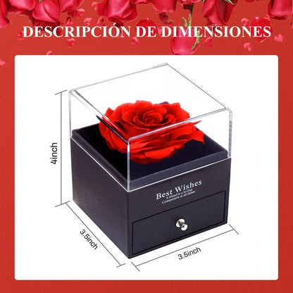 Preserved Red Real Rose with I Love You Necklace in 100 Languages -Eternal Flowers Rose Gifts for Mom Wife Girlfriend Her on Christmas Valentines Day Mothers Day Anniversary Birthday Gifts for Women