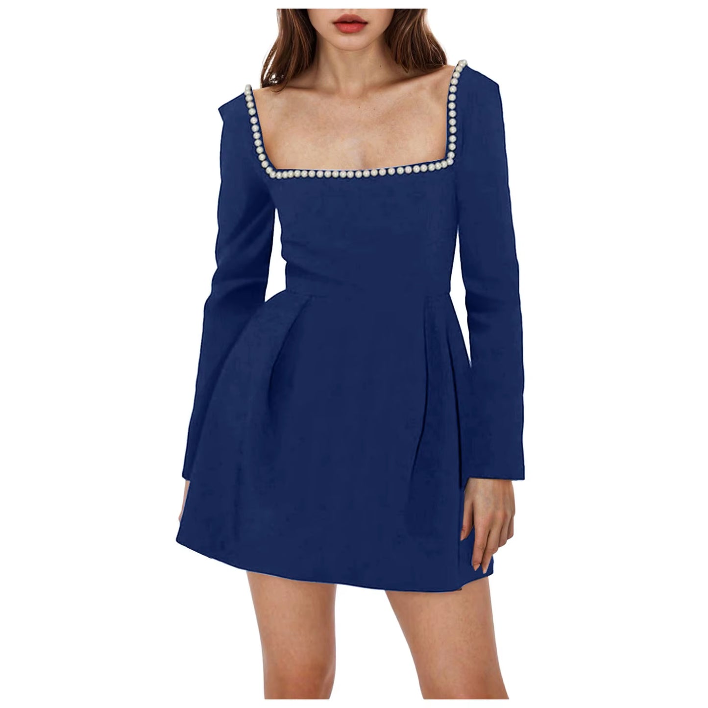 Pearl Collar Long Sleeve Mini Dress