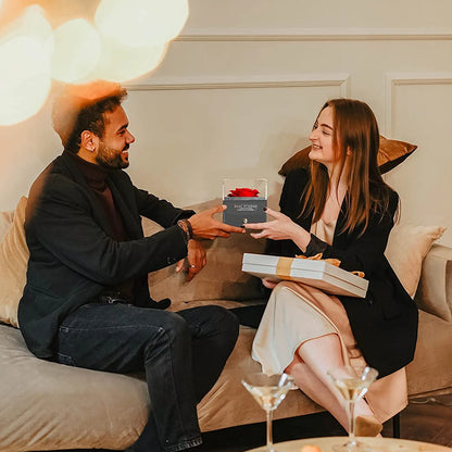 Preserved Red Real Rose with I Love You Necklace in 100 Languages -Eternal Flowers Rose Gifts for Mom Wife Girlfriend Her on Christmas Valentines Day Mothers Day Anniversary Birthday Gifts for Women